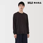 【MUJI 無印良品】男羊毛混天竺圓領長袖T恤 S 深棕