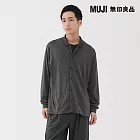 【MUJI 無印良品】男羊毛混天竺襯衫式開襟衫 S 灰白