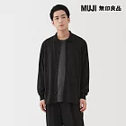 【MUJI 無印良品】男羊毛混天竺襯衫式開襟衫 S 黑色