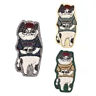 【Kusuguru Japan】日本眼鏡貓 胸針 相良刺繡絨毛立體造型胸針-Animal Mode系列-折耳貓款 - 灰色