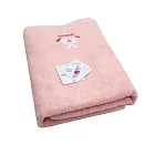 【MORINO】純棉動物貼布繡浴巾/兒童浴巾/寶寶浴巾 粉紅色(兔子)