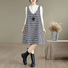 【ACheter】 千鳥格寬鬆A版V領背心連身裙百搭顯瘦大碼洋裝# 126475 M 黑色
