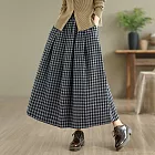 【ACheter】 森系復古毛呢格子半身裙高腰# 126492 FREE 黑色