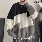 【AMIEE】韓版潮流寬鬆百搭長袖針織衫(男裝/KDTQ-527B) M 黑色