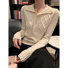 【MsMore】 復古polo翻領針織衫毛衣# 126654 FREE 白色