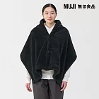 【MUJI 無印良品】再生聚酯纖維保暖絨毛披肩 黑色