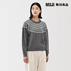 【MUJI 無印良品】女安地斯羊毛緹花針織衫 S 灰紋樣
