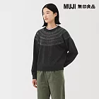 【MUJI 無印良品】女安地斯羊毛緹花針織衫 S 深灰紋樣