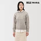 【MUJI 無印良品】女安地斯羊毛緹花針織衫 S 粉米紋樣