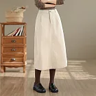 【ACheter】 復古燈芯絨寬鬆氣質A字裙鬆緊腰長裙# 126604 M 米白色