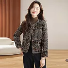 【MsMore】 小香風外套法式氣質名媛粗花呢短款# 126619 M 棕色