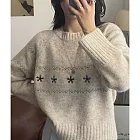 【MsMore】 文藝復古花朵刺繡圓領針織上衣# 126729 FREE 杏色