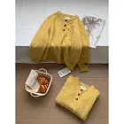 【MsMore】 黃色加厚保暖寬鬆慵懶風針織上衣# 126731 FREE 黃色