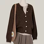 【MsMore】 假兩件復古長袖毛衣外套設計感寬鬆針織上衣# 126734 FREE 咖色