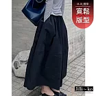 【Jilli~ko】鬆緊腰中長大擺花苞半身裙女 9090  FREE 黑色