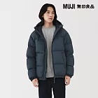 【MUJI 無印良品】男輕量羽絨可攜式連帽外套 S 暗藍