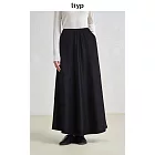 ltyp旅途原品 羊毛混紡瘦長半裙極簡優雅百搭垂感半身裙傘裙女秋冬 M L  M 曜石黑