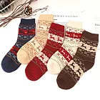 【AnZa】聖誔小鹿加厚保暖仿羊毛休閒襪(5入組)        雪花鹿(米、咖)