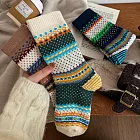 【AnZa】費爾島復古學院風多巴胺彩色休閒襪(3入組) 圖片色