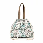 【HandStyle】手提包 日系花漾輕便手提帆布束口手提包(79030) _鐵塔藍色