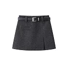 【MsMore】 毛呢A字半身裙高腰顯瘦包臀短裙# 126958 M 灰色