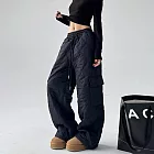 【ACheter】 戶外抗寒保暖棉褲加厚工裝衝鋒休閒長褲# 126940 M 黑色