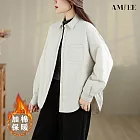 【AMIEE】文藝寬鬆休閒夾棉外套(KDCQ-2736) L 米白色