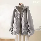 【AMIEE】韓版加厚保暖連帽外套(KDCQ-6256) M 灰色