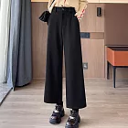 【AnZa】高腰毛呢八分直筒闊腿褲       FREE 黑色