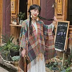 【AnZa】民族風水波紋混色針織披肩外套(4色)    FREE 灰綠