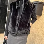 【MsMore】 溫柔婉約人造毛兩面穿韓版背心外套# 127022 FREE 黑色