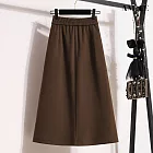 【AMIEE】洋氣顯瘦厚磅高腰A字裙(KDSQ-9479) 3XL 咖啡色