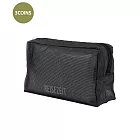 日本3COINS-無印風格TPU材質防潑水加工旅行用收納盥洗化妝包 <A>多口袋收納盥洗包-黑