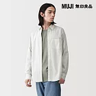 【MUJI 無印良品】男水洗平織布長袖襯衫 S 淺黃直紋