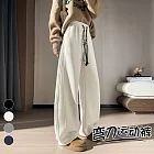 【MsMore】 窄版運動休閒羊絨彎刀香蕉長褲# 127070 S 米白色