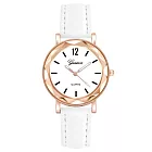 【HandStyle】女錶 切面花邊框簡約時標磨砂帶腕錶(80020) _白色