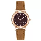 【HandStyle】女錶 切面花邊框簡約時標磨砂帶腕錶(80020) _褐色