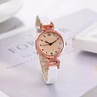 【HandStyle】女錶 英倫數字標茶晶面水鑽細錶帶腕錶(11030) _白色