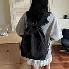 【HandStyle】後背包 日系極簡輕量尼龍束口休閒後背包(90115) _黑色