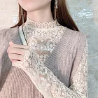 【AnZa】縷空蕾絲半高領內搭打底上衣(2色)       FREE 白色