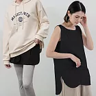 【AnZa】中大尺碼 四季純棉內搭打底長版背心(2色)      FREE 黑色(圓弧擺)