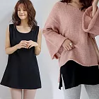 【AnZa】中大尺碼 四季純棉內搭打底長版背心(2色)      FREE 黑色(A字擺)