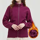 【AnZa】雙面穿加絨加厚立領保暖外套(3色)      M 紅紫色