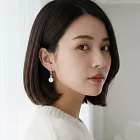 【HandStyle】夾式耳環 簡約幾何光燦美鑽懸墜蚊香盤耳夾(98040) _銀色