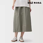 【MUJI 無印良品】女水洗棉舒適裙 S 煙燻綠