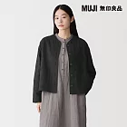 【MUJI 無印良品】女吉貝木棉混二重紗織絎縫外套 S 黑色