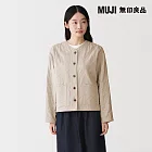 【MUJI 無印良品】女吉貝木棉混二重紗織絎縫外套 S 淺米