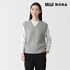 【MUJI 無印良品】女可水洗麻花織紋背心 S 灰色