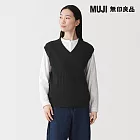 【MUJI 無印良品】女可水洗麻花織紋背心 S 黑色
