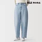 【MUJI 無印良品】女吉貝木棉混丹寧繭型褲 S 淺藍
